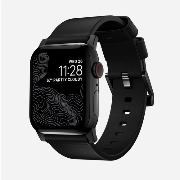 🌟- NWT Nomad black Leather “Modern Strap” Apple Watch Band for 42/44mm - Picture 1 of 5